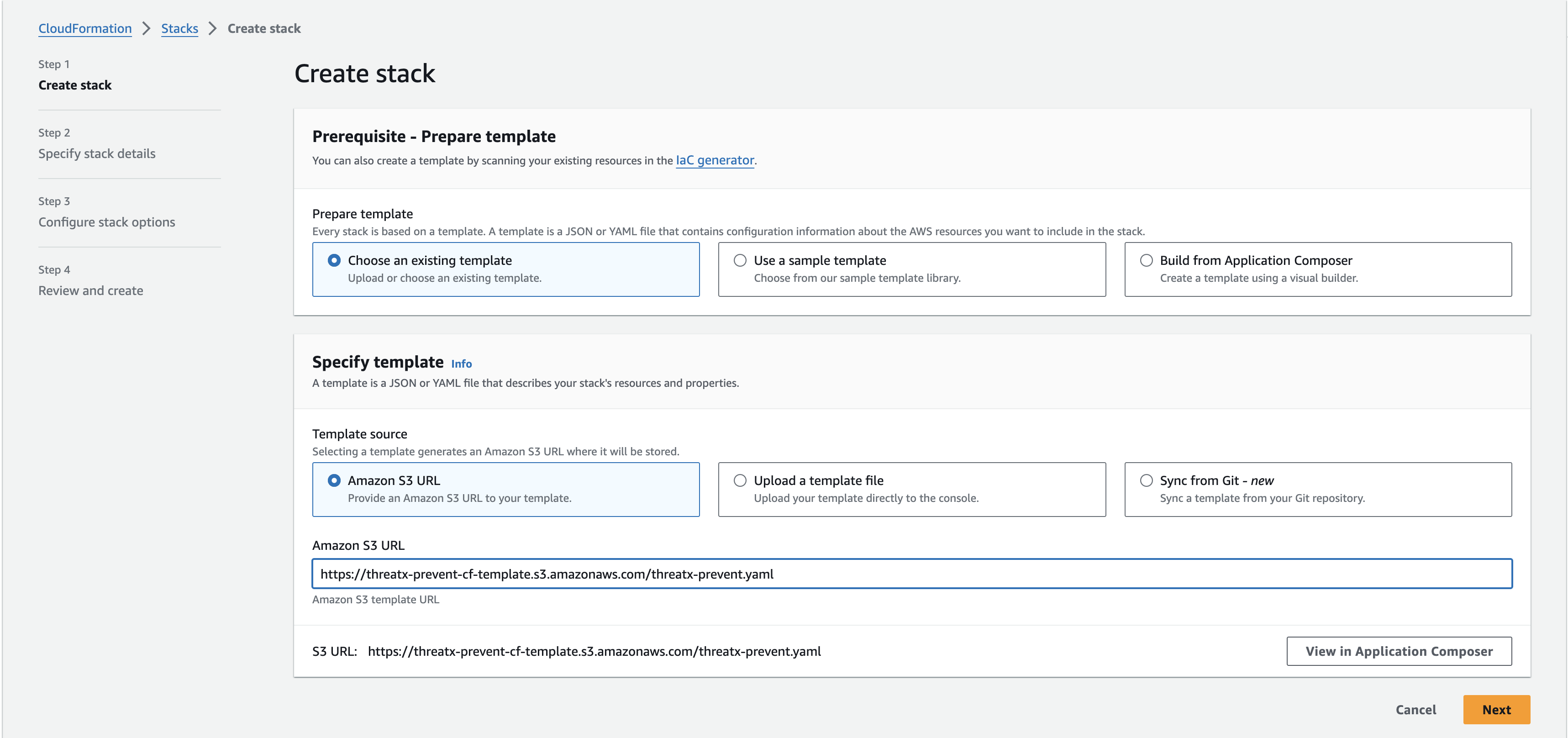 threatx prevent create stack