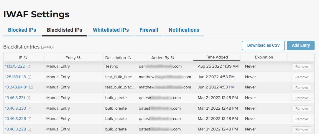 IWAF blacklisted ips no nav